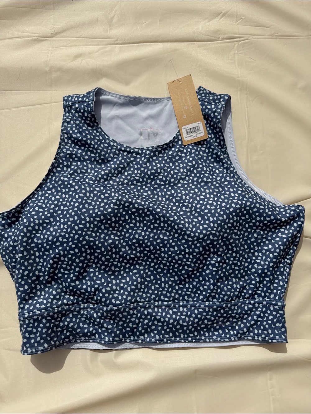 LIV Navy & White Printed Athletic Crop Tank